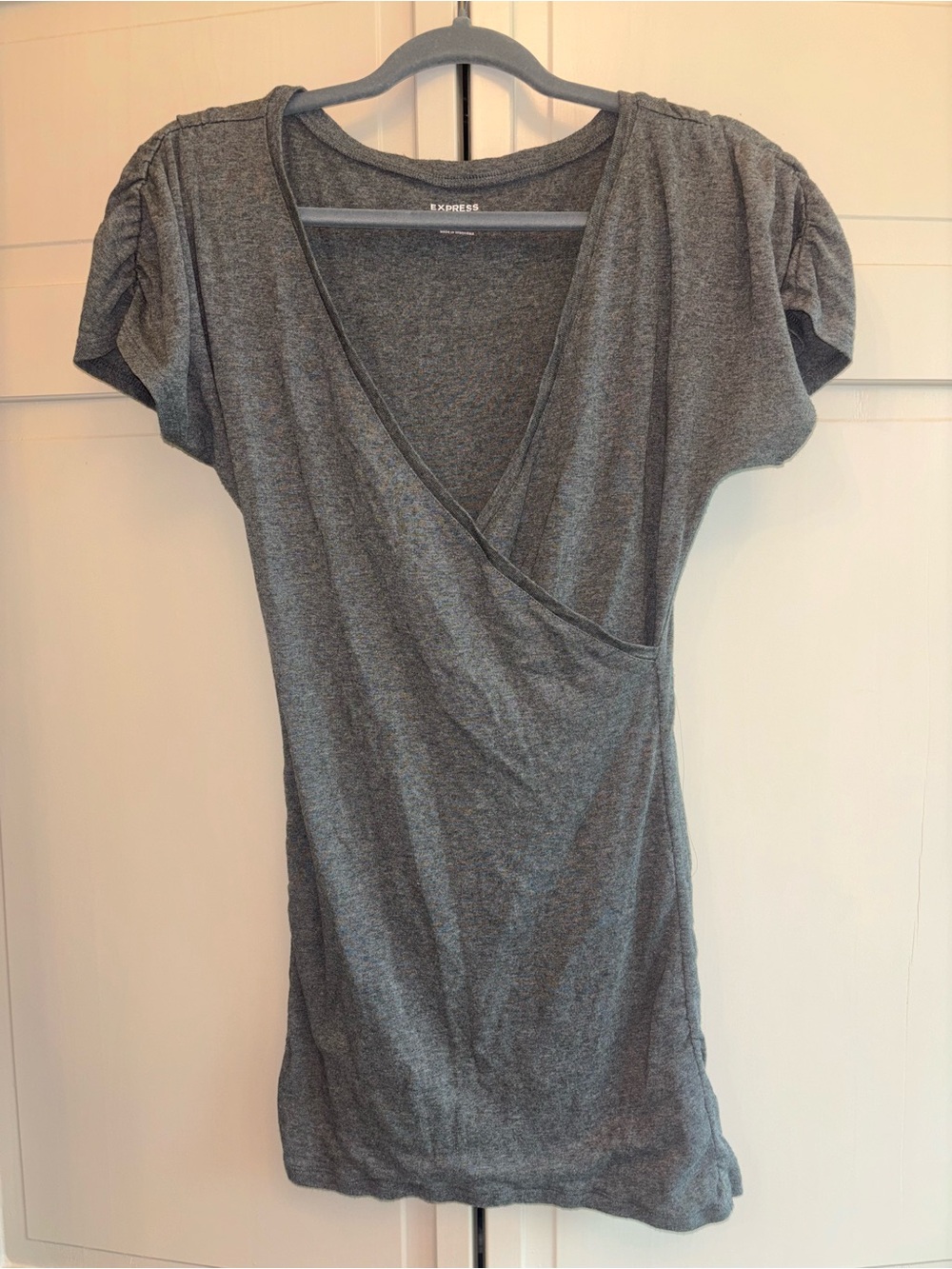Express Sexy Basic Gray Faux Wrap Dress